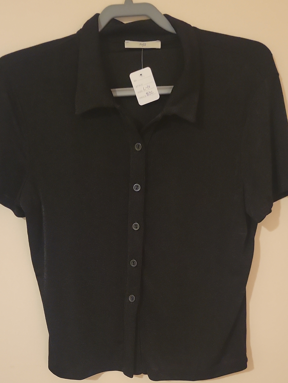 63G Nlt Classic Black Short-Sleeve Button-Up Shirt